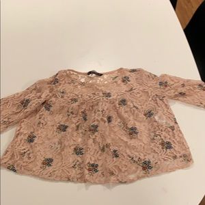 Womens zara pink lace blouse.